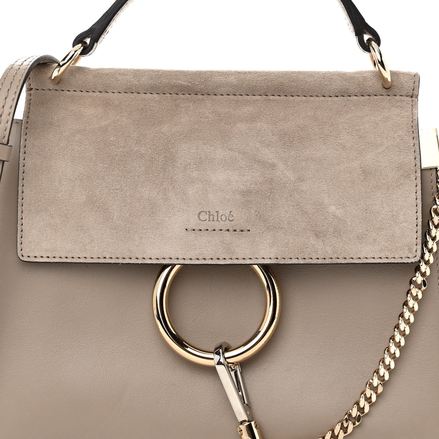 Suede Calfskin Small Faye Top Handle Bag Motty Grey