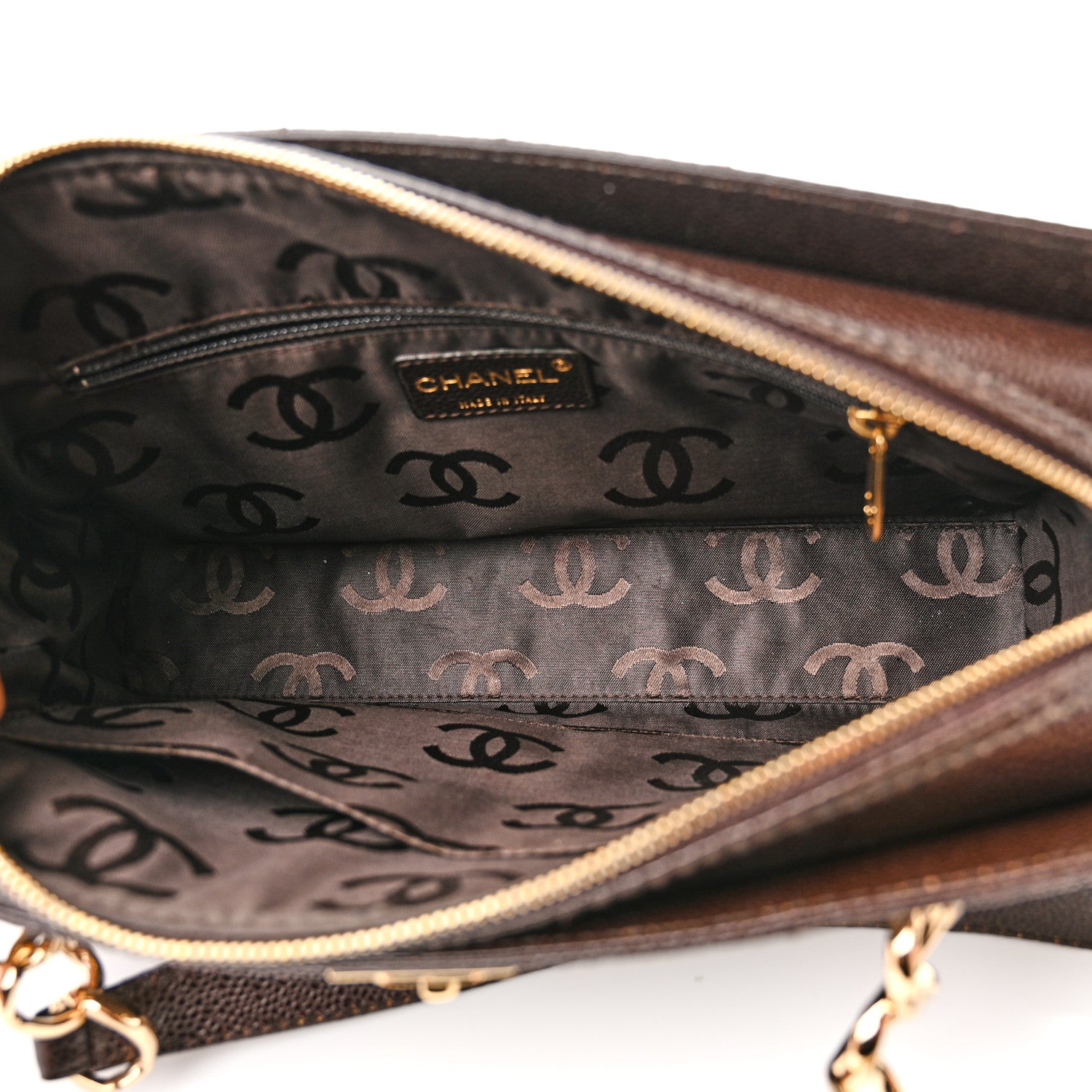 Chanel Caviar Chocolate Bar Quilted Shoulder Bag Dark Brown 4 of 10