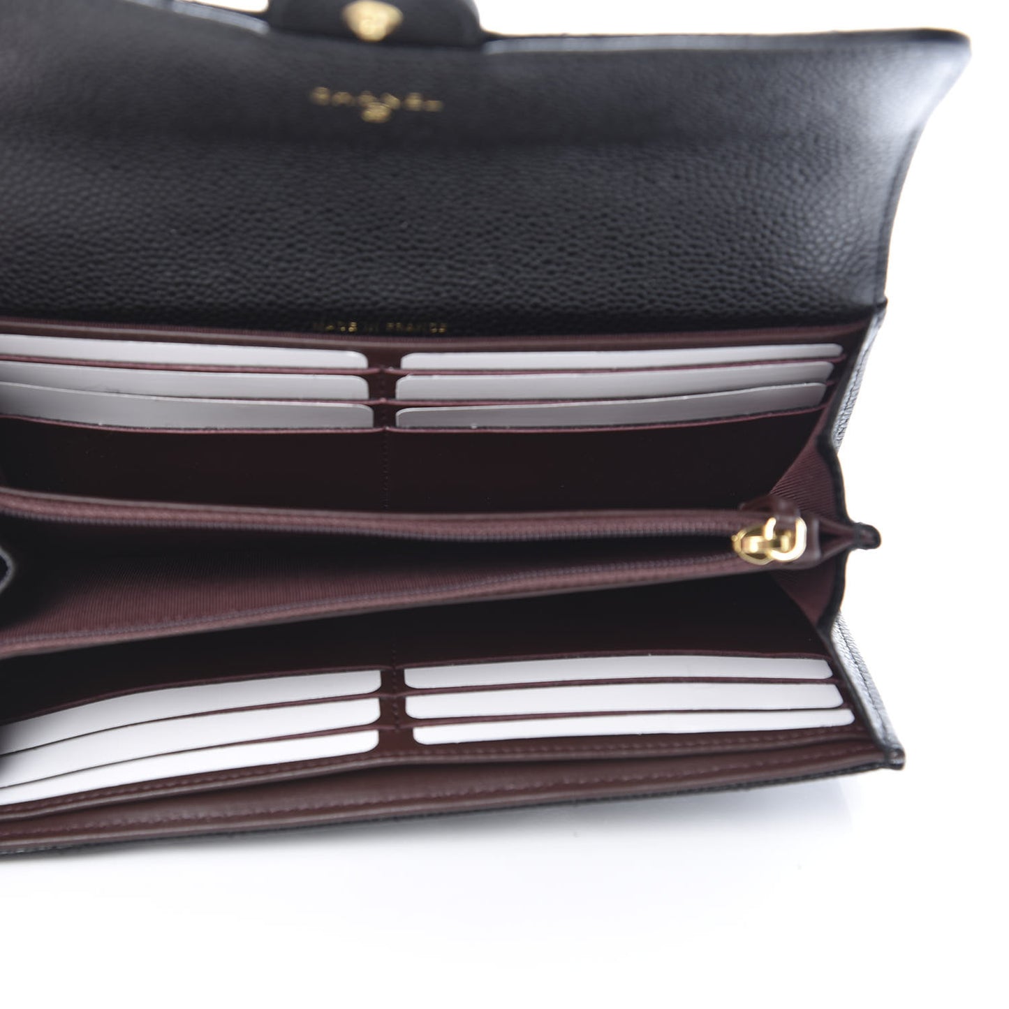 Caviar Quilted Large Gusset Flap Wallet Black