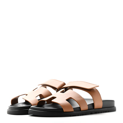 Hermes Calfskin Womens Chypre Sandals 39 Gold 3 of 9