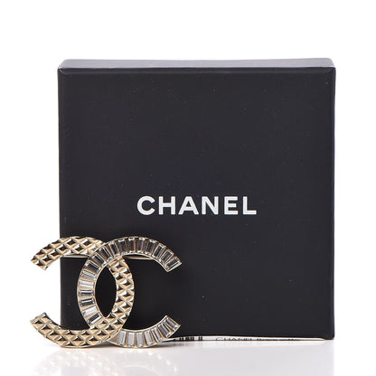 Chanel Baguette Crystal Quilted CC Brooch Gold 6 of 6