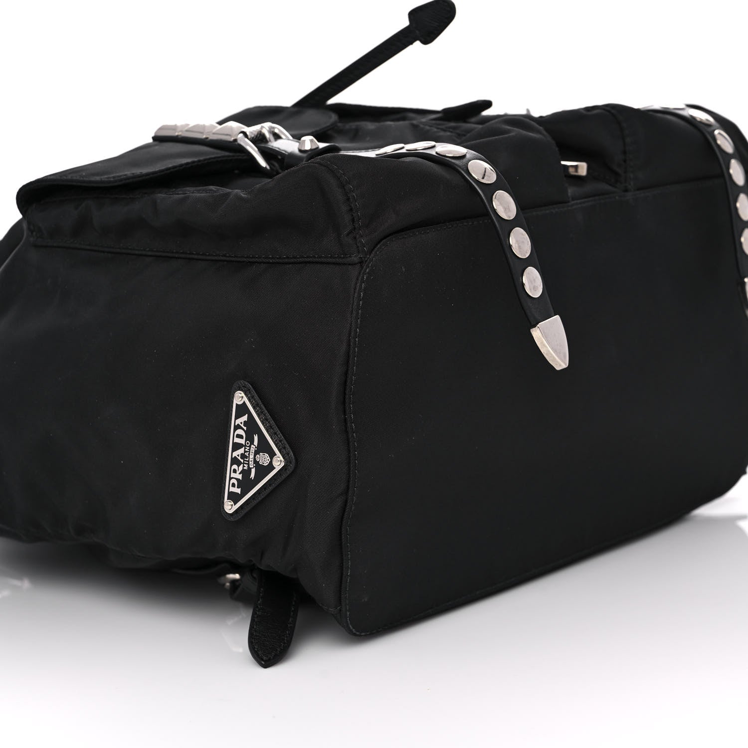 Prada Nylon New Vela Studded Backpack Black 10 of 12