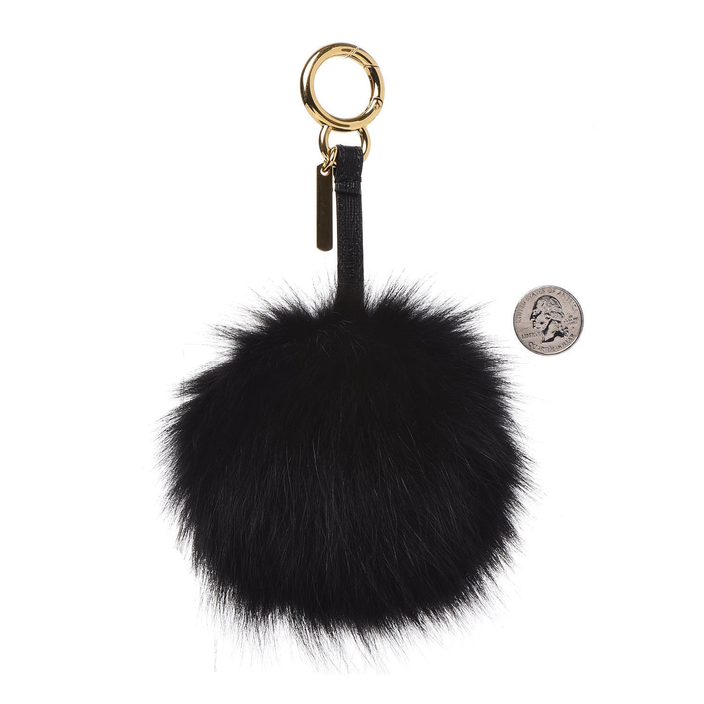 Fox Fur Pom Pom Bag Charm Black