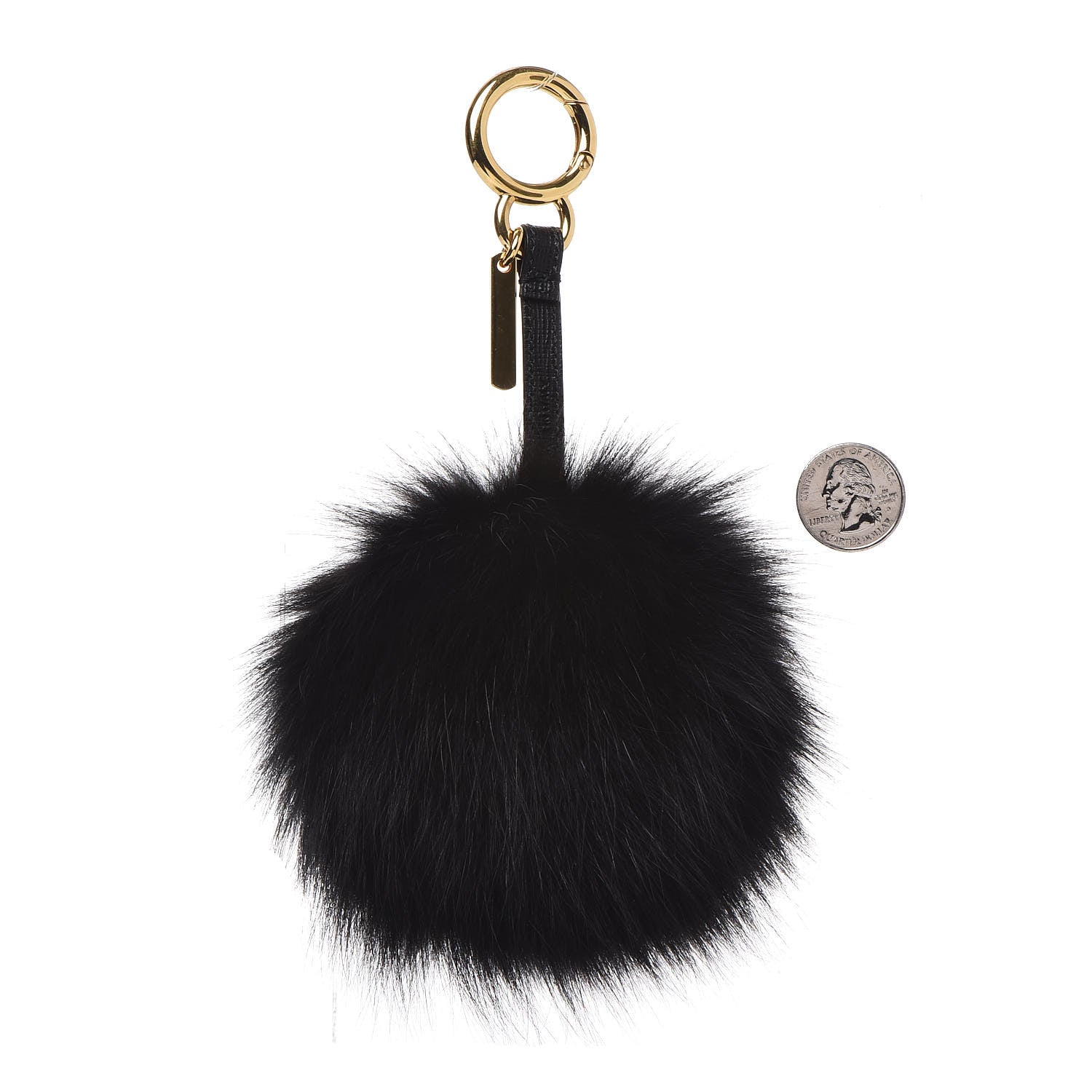 Fendi Fox Fur Pom Pom Bag Charm Black 2 of 5