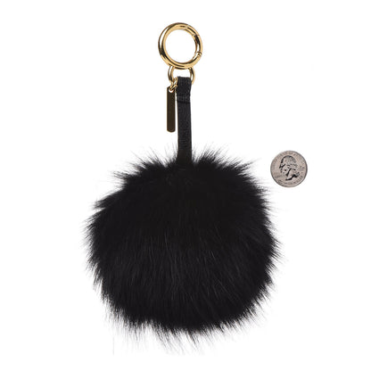Fendi Fox Fur Pom Pom Bag Charm Black 2 of 5