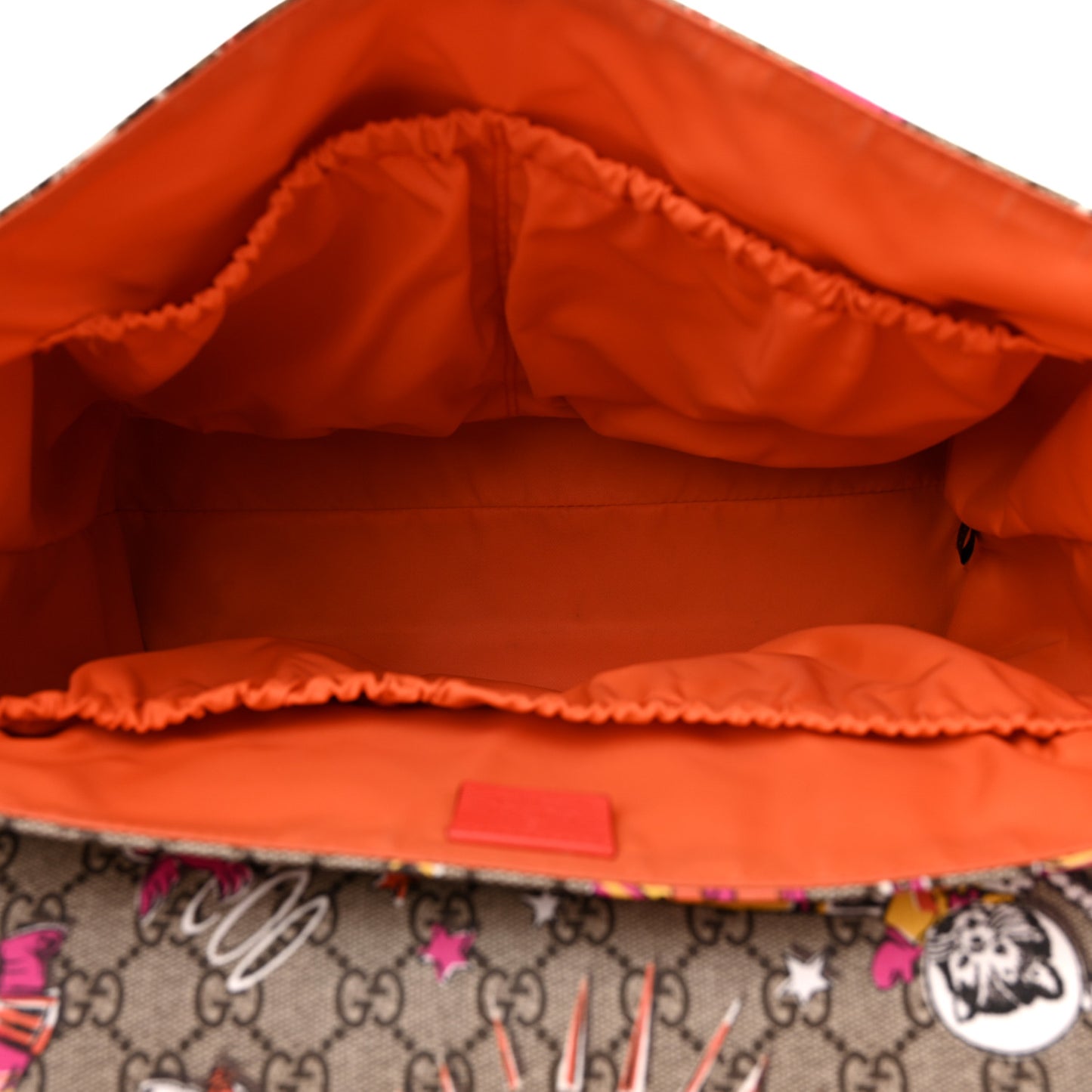 GG Supreme Monogram Space Cats Diaper Bag Orange