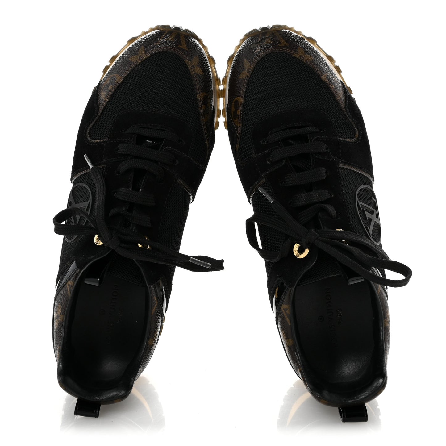 Suede Monogram Run Away Sneakers 37 Black