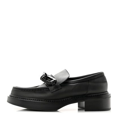 Louis Vuitton Calfskin Oversized Chain Academy Loafers 39.5 Black 1 of 8