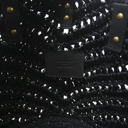 Saint Laurent Raffia Calfskin Small Panier Tote Black 6 of 10