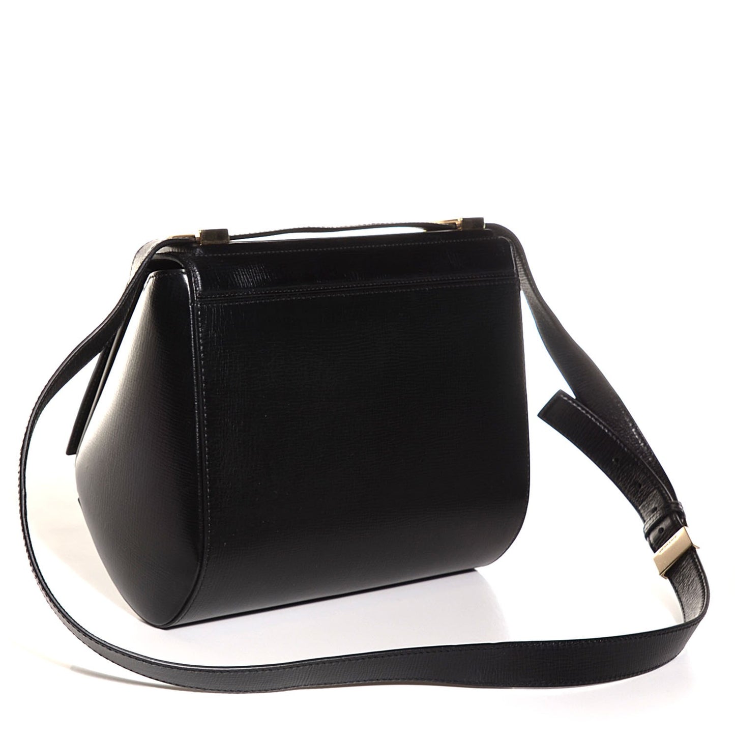 Textured Calfskin Medium Pandora Box Crossbody Bag Black