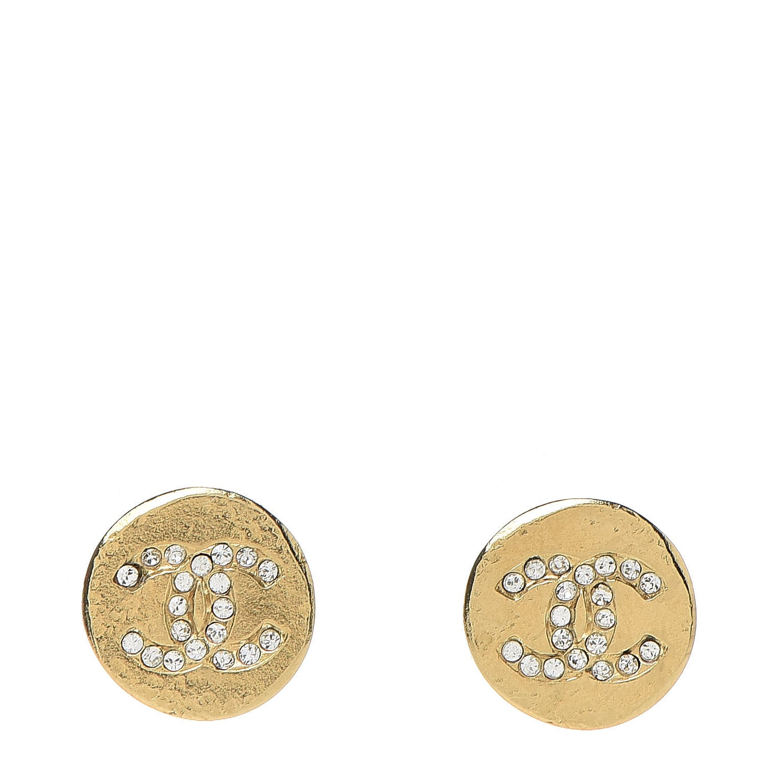 Chanel Crystal CC Stud Earrings Gold 1 of 5