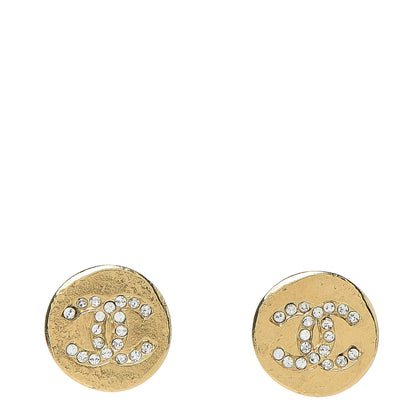 Chanel Crystal CC Stud Earrings Gold 1 of 5