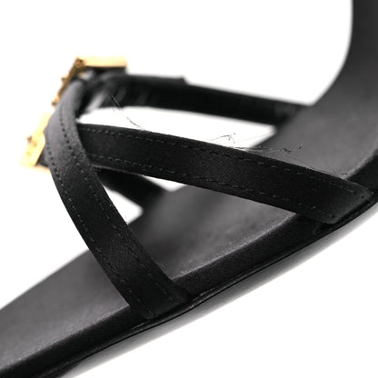 Saint Laurent Calfskin Satin Crystal Gippy 110 Sandals 36 Black 10 of 12