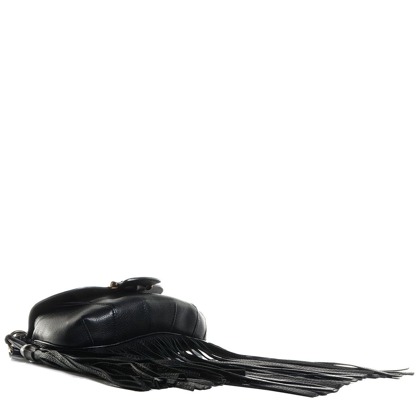 Leather Small Nouveau Fringe Shoulder Bag Black