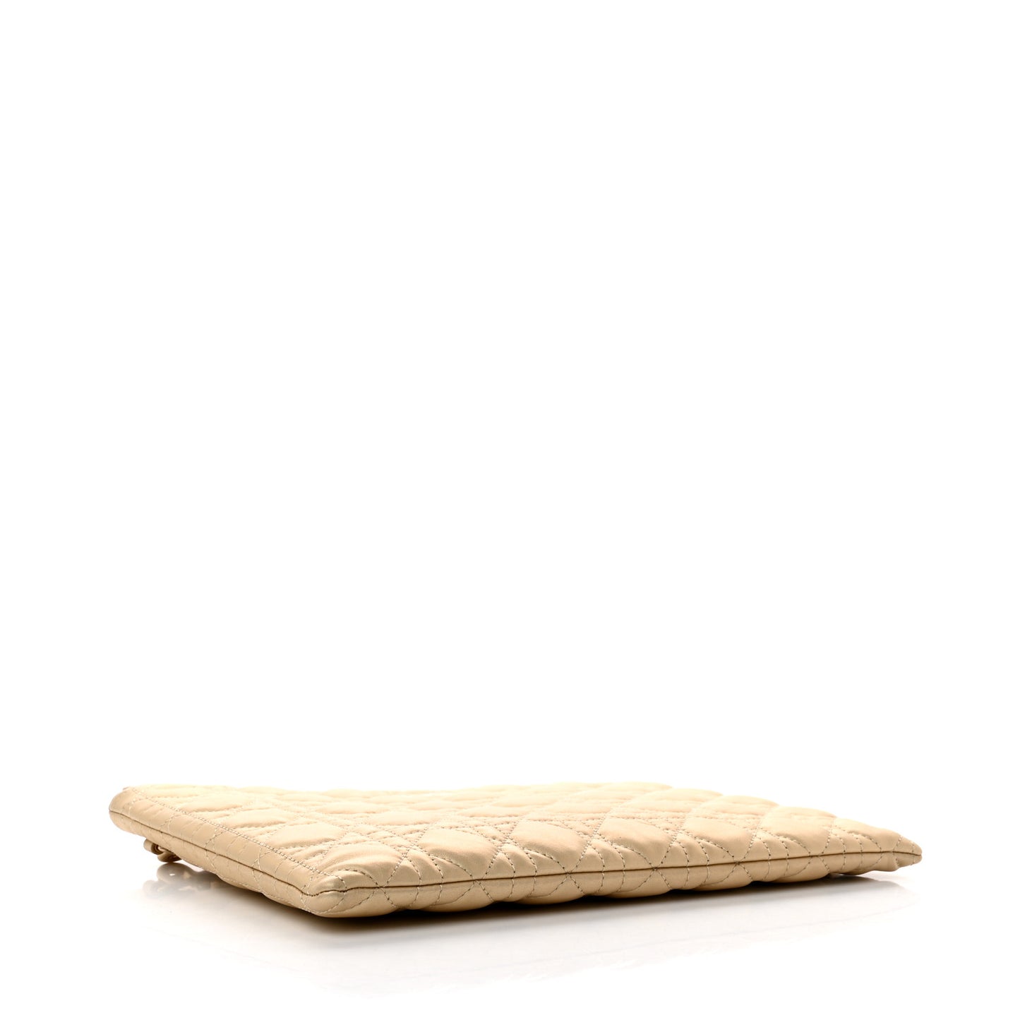 Metallic Lambskin Cannage Large Caro Daily Pouch Gold