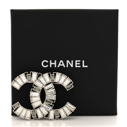 Chanel Baguette Crystal CC Brooch Silver Black 4 of 4