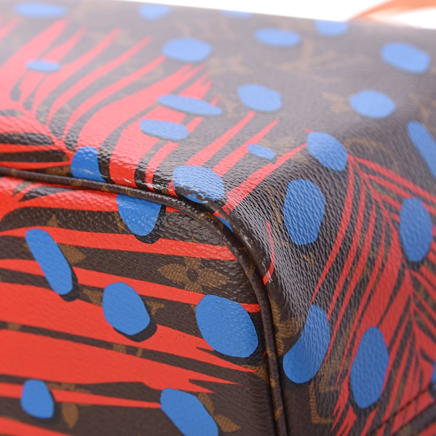 Monogram Jungle Dots Neo Neverfull MM Coquelicot Denim