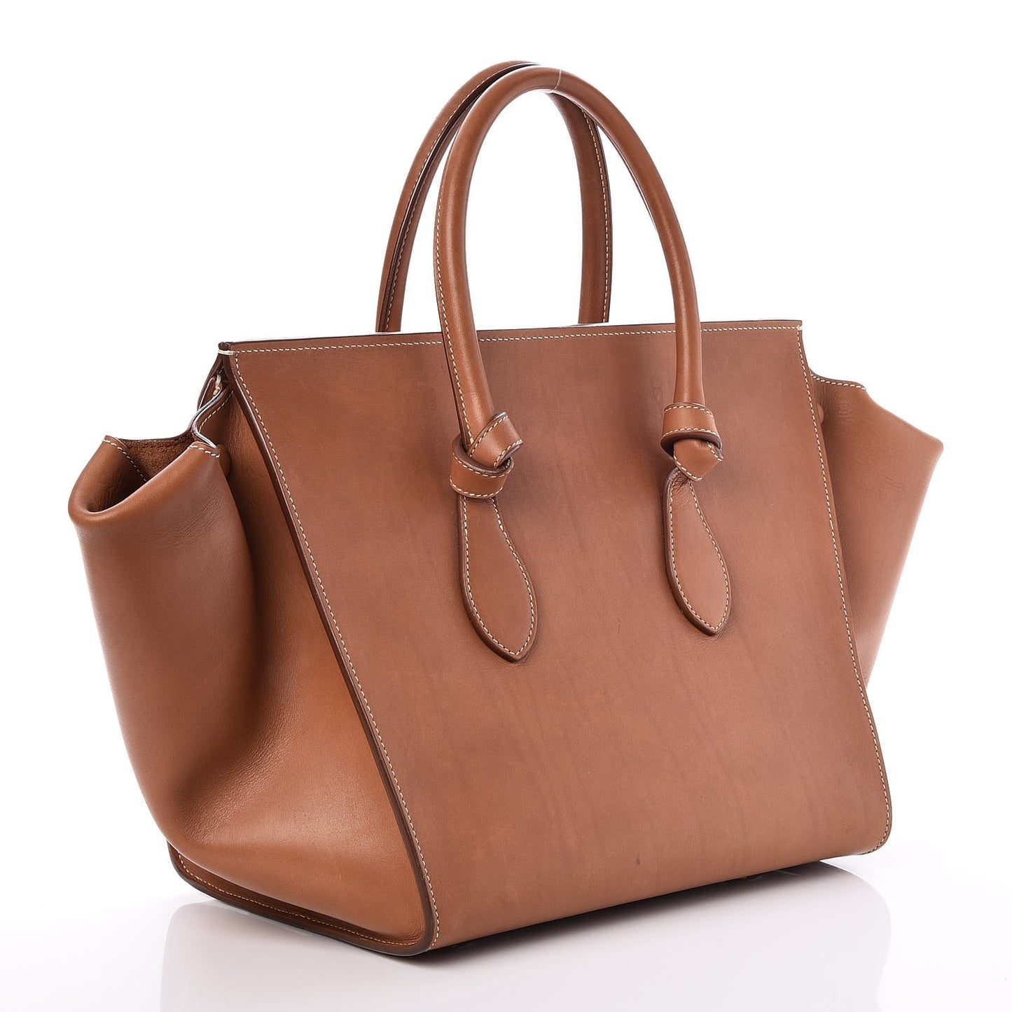 Natural Calfskin Small Tie Knot Tote Tan