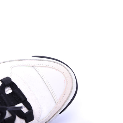 Chanel Calfskin Suede Nylon Grosgrain CC Sneakers 36 White Black 11 of 13
