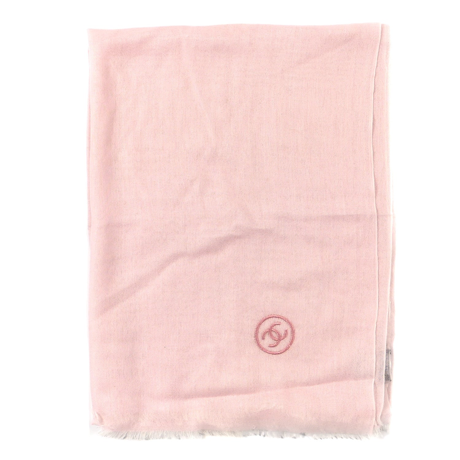 Chanel Cashmere Silk CC Fringe Scarf Pink 2 of 4