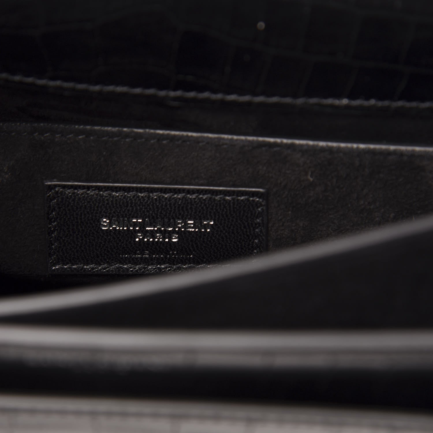 Saint Laurent Calfskin Crocodile Embossed Medium Monogram Sunset Black 6 of 10