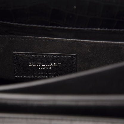 Saint Laurent Calfskin Crocodile Embossed Medium Monogram Sunset Black 6 of 10