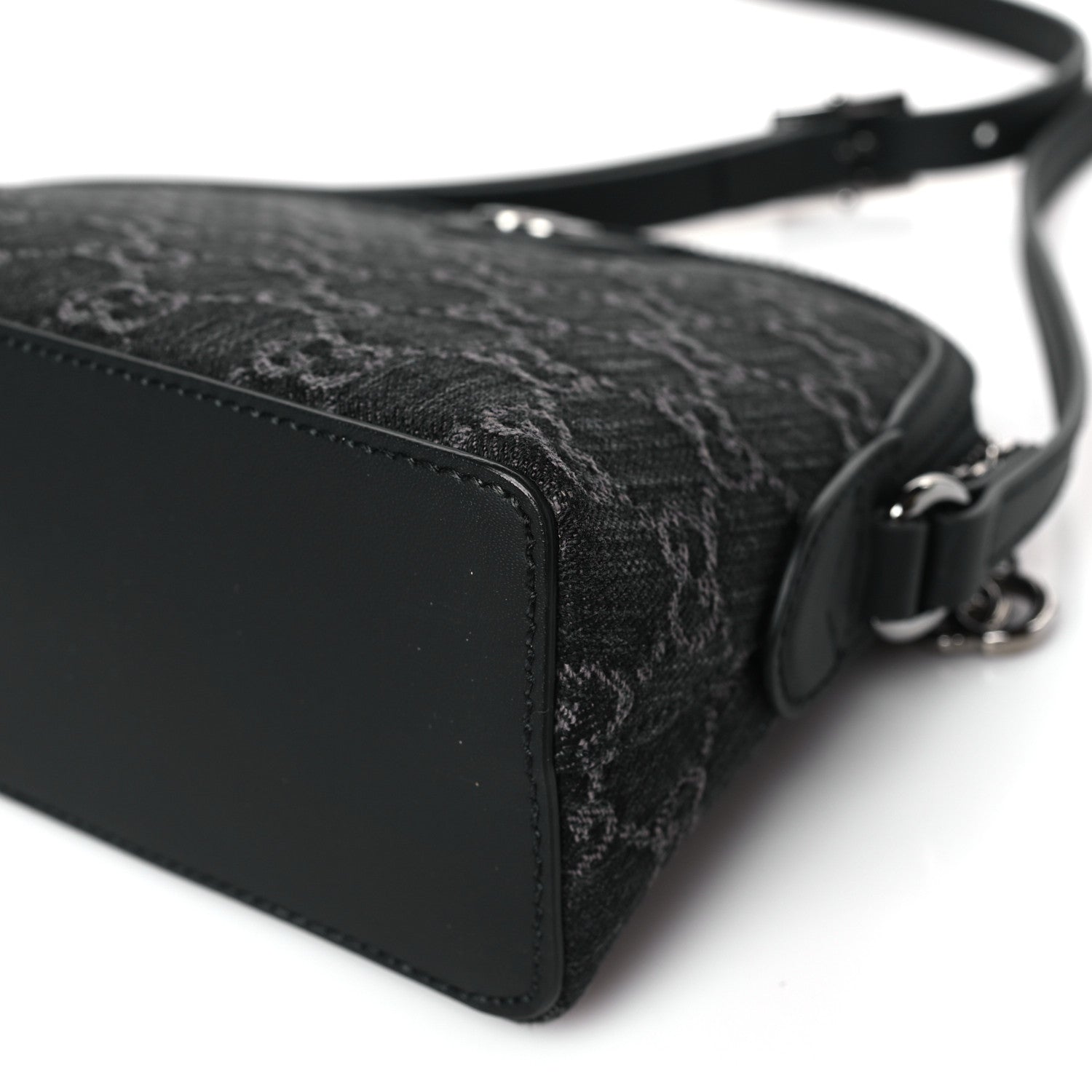 Gucci Denim Cuoio Harness GG Monogram Small Ophidia Dome Shoulder Bag Black Medium Grey 8 of 8