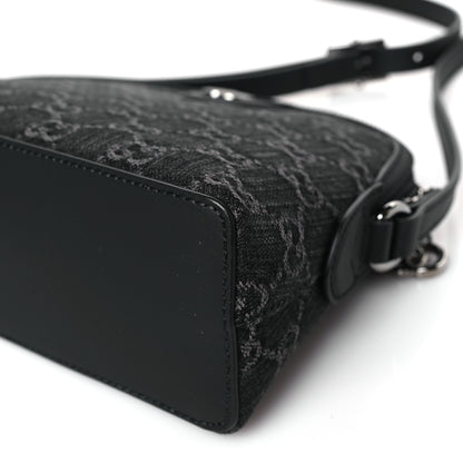 Gucci Denim Cuoio Harness GG Monogram Small Ophidia Dome Shoulder Bag Black Medium Grey 8 of 8
