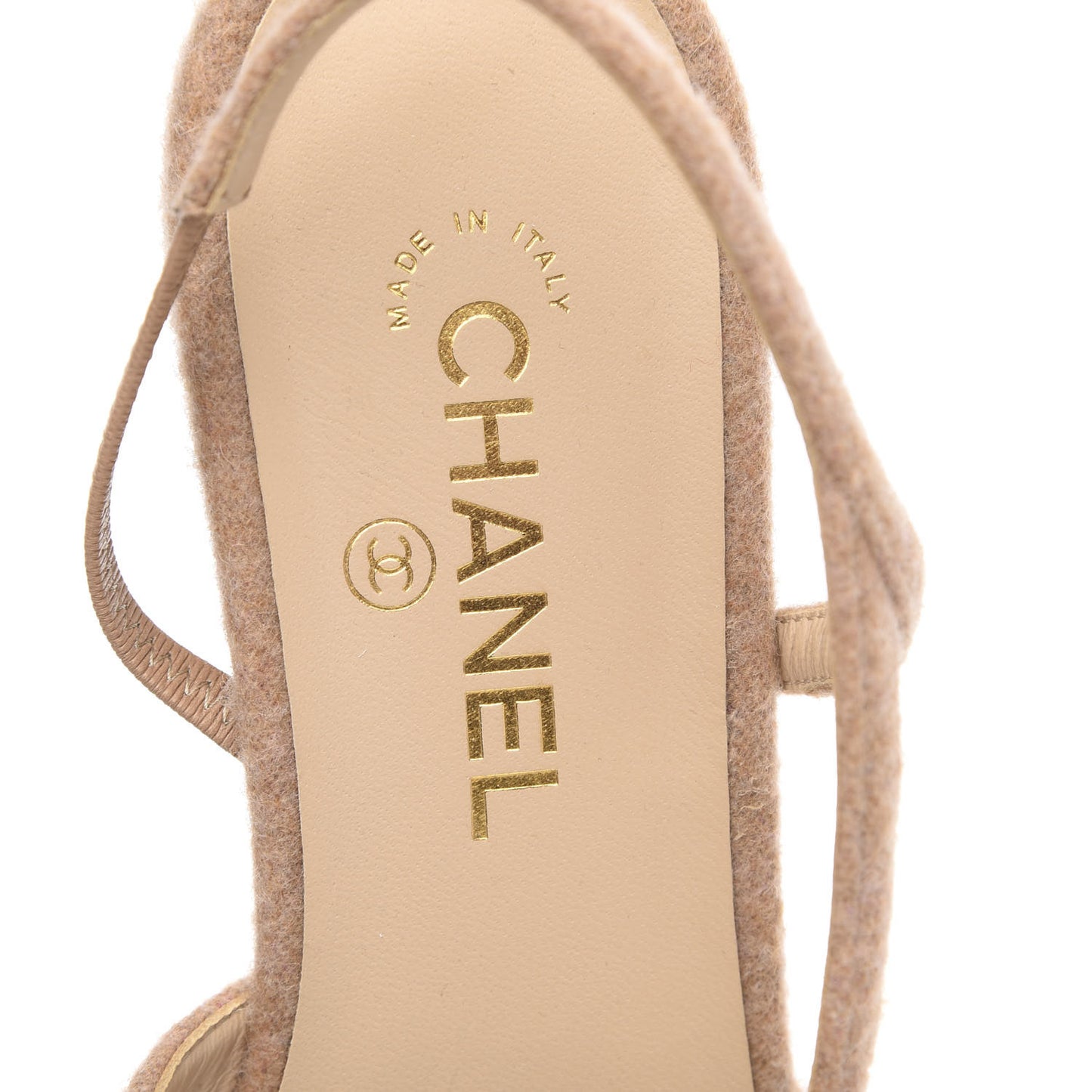 Wool Cap Toe CC Slingback Flat 40 Beige Pink