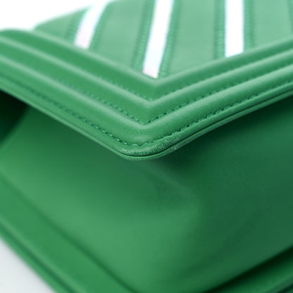 Chanel Lambskin Iridescent PVC Chevron Quilted Medium Boy Flap Green Silver 10 of 11