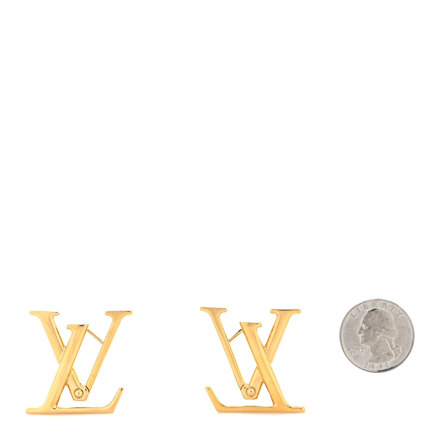 Metal Macro LV Earrings Gold