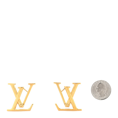 Louis Vuitton Metal Macro LV Earrings Gold 2 of 5