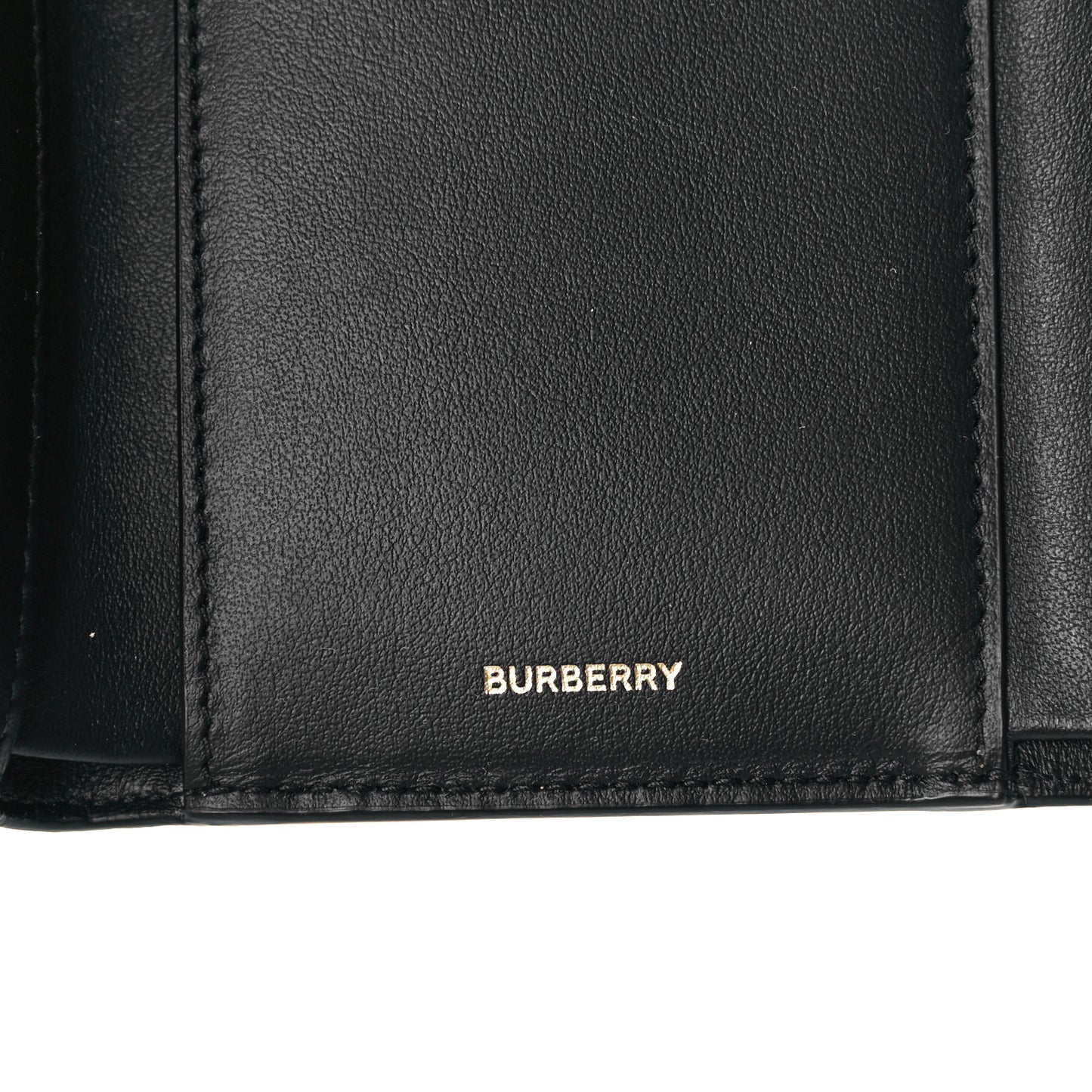 Calfskin House Check Compact Wallet Black