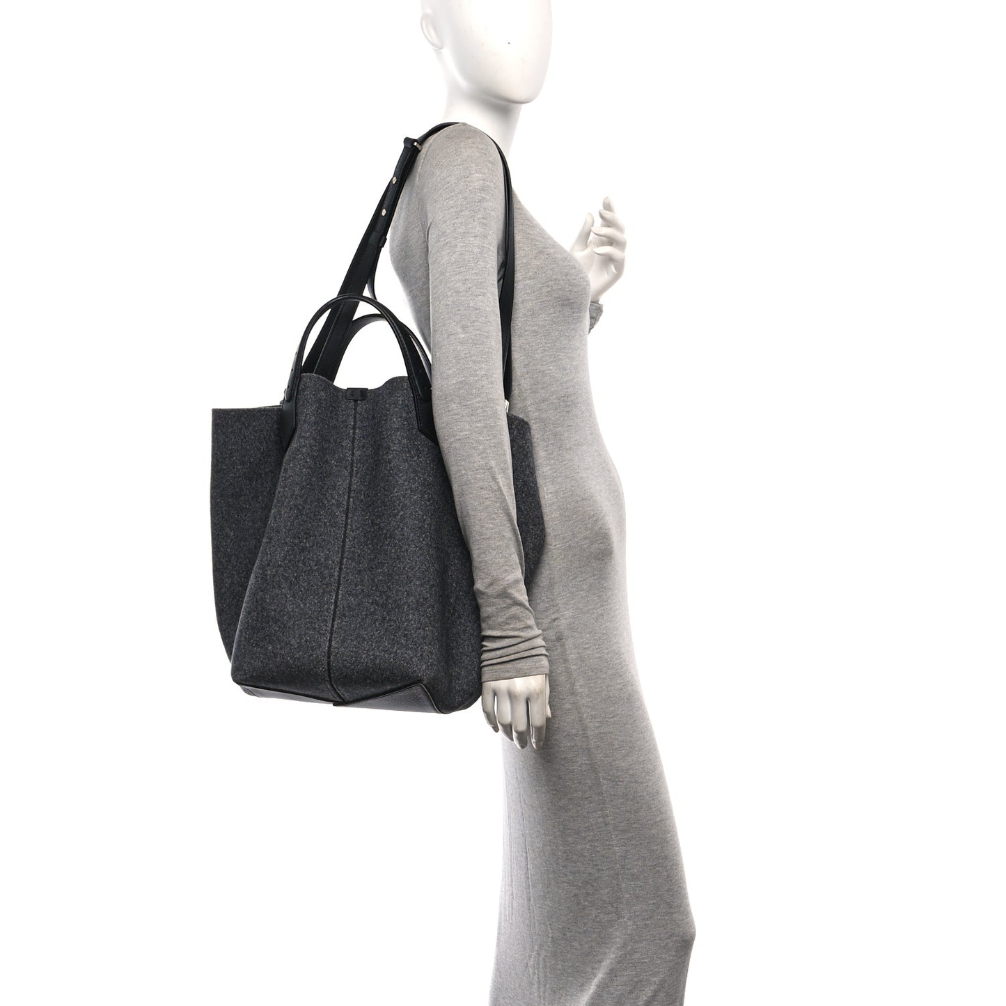 Melange Felted Wool Large Chelsea Tote Grey