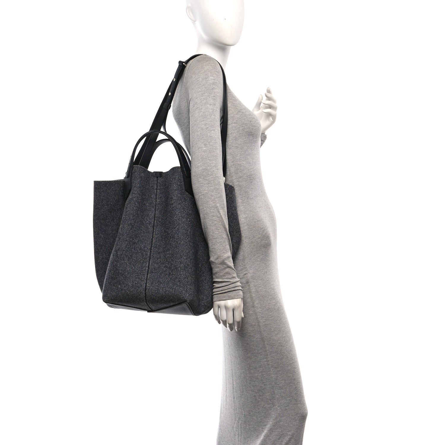 Proenza Schouler Melange Felted Wool Large Chelsea Tote Grey 2 of 10