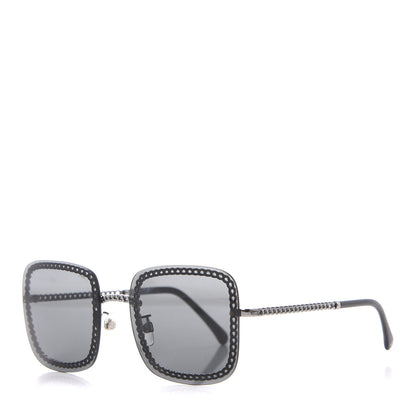 Chanel Square Removable Chain Pearl Sunglasses 4244 Black 2 of 10