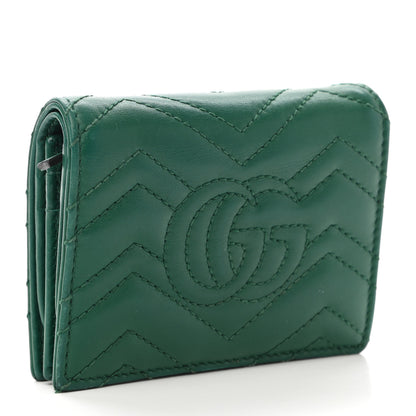 Gucci Calfskin Matelasse GG Marmont Card Case Wallet Emerald 3 of 8