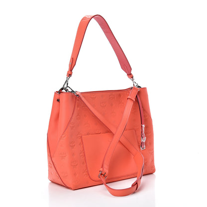 MCM Calfskin Ottomar Monogram Medium Klara Hobo Hot Coral 2 of 11