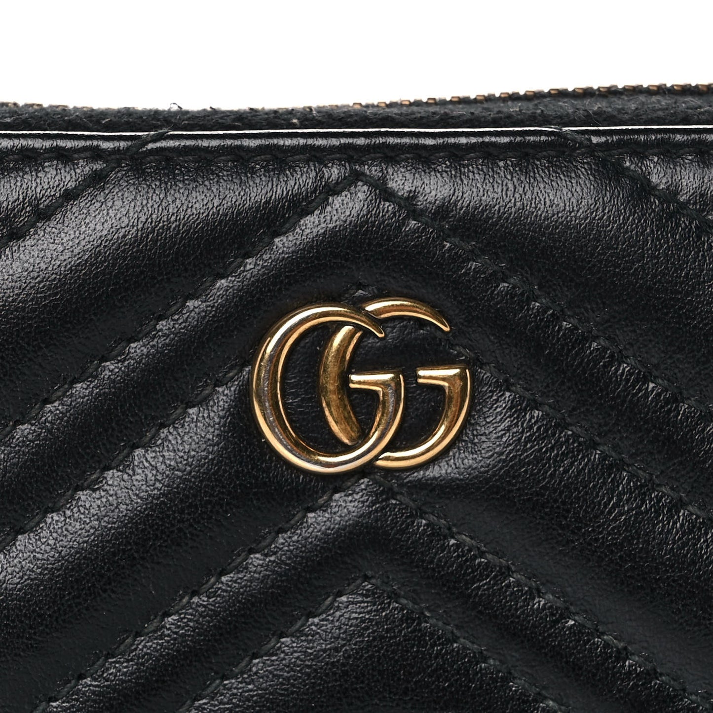 Calfskin Matelasse GG Marmont Zip Around Card Case Black