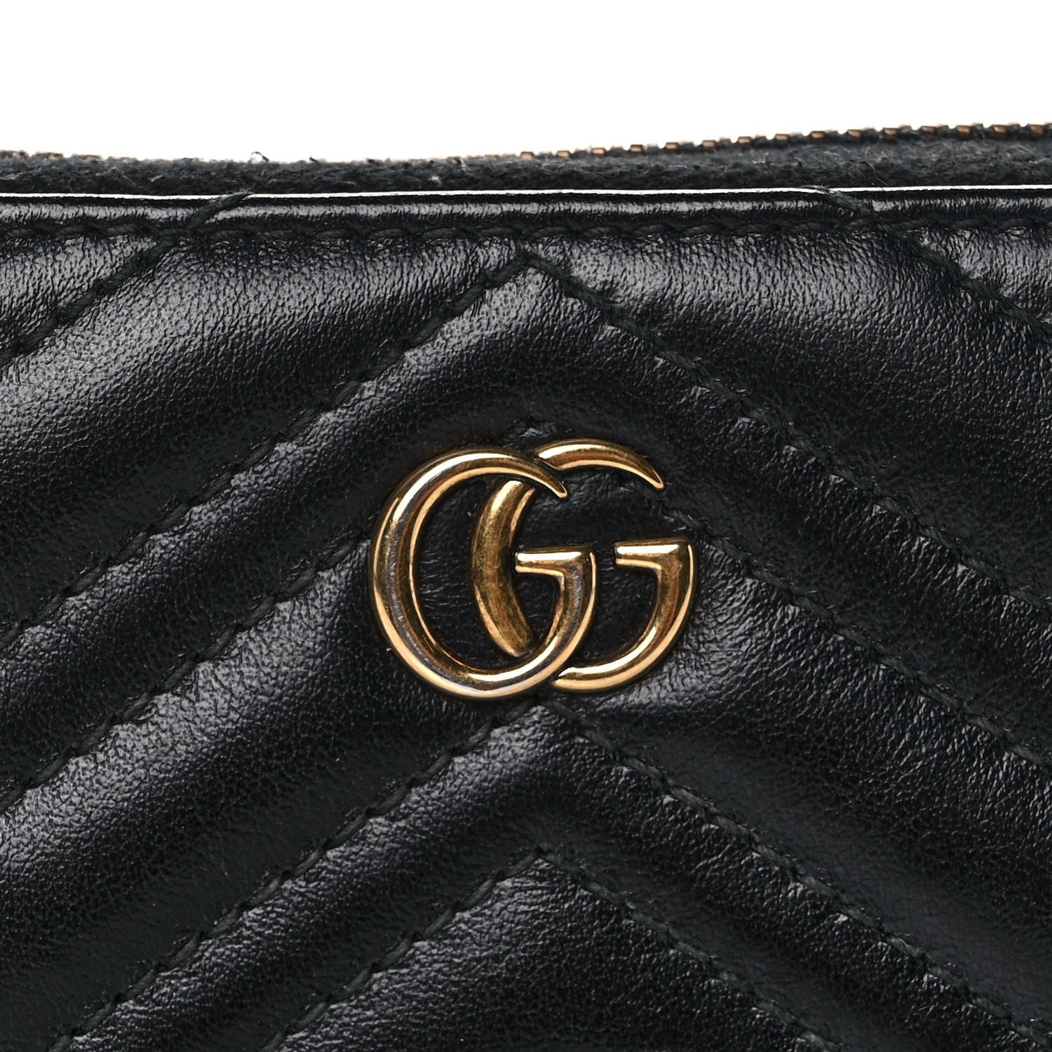 Gucci Calfskin Matelasse GG Marmont Zip Around Card Case Black 9 of 10