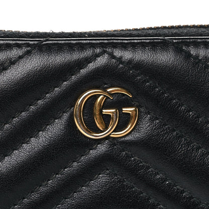 Gucci Calfskin Matelasse GG Marmont Zip Around Card Case Black 9 of 10