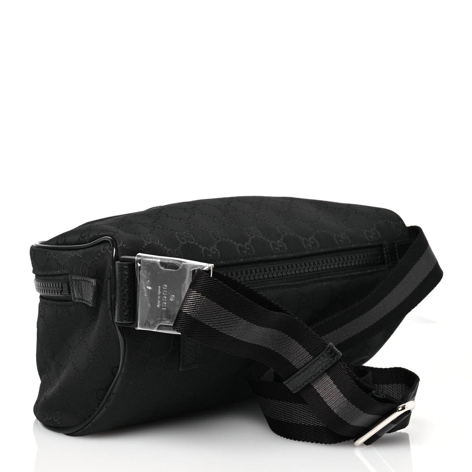 Gucci Nylon Monogram Fanny Pack Belt Bag Black 3 of 11