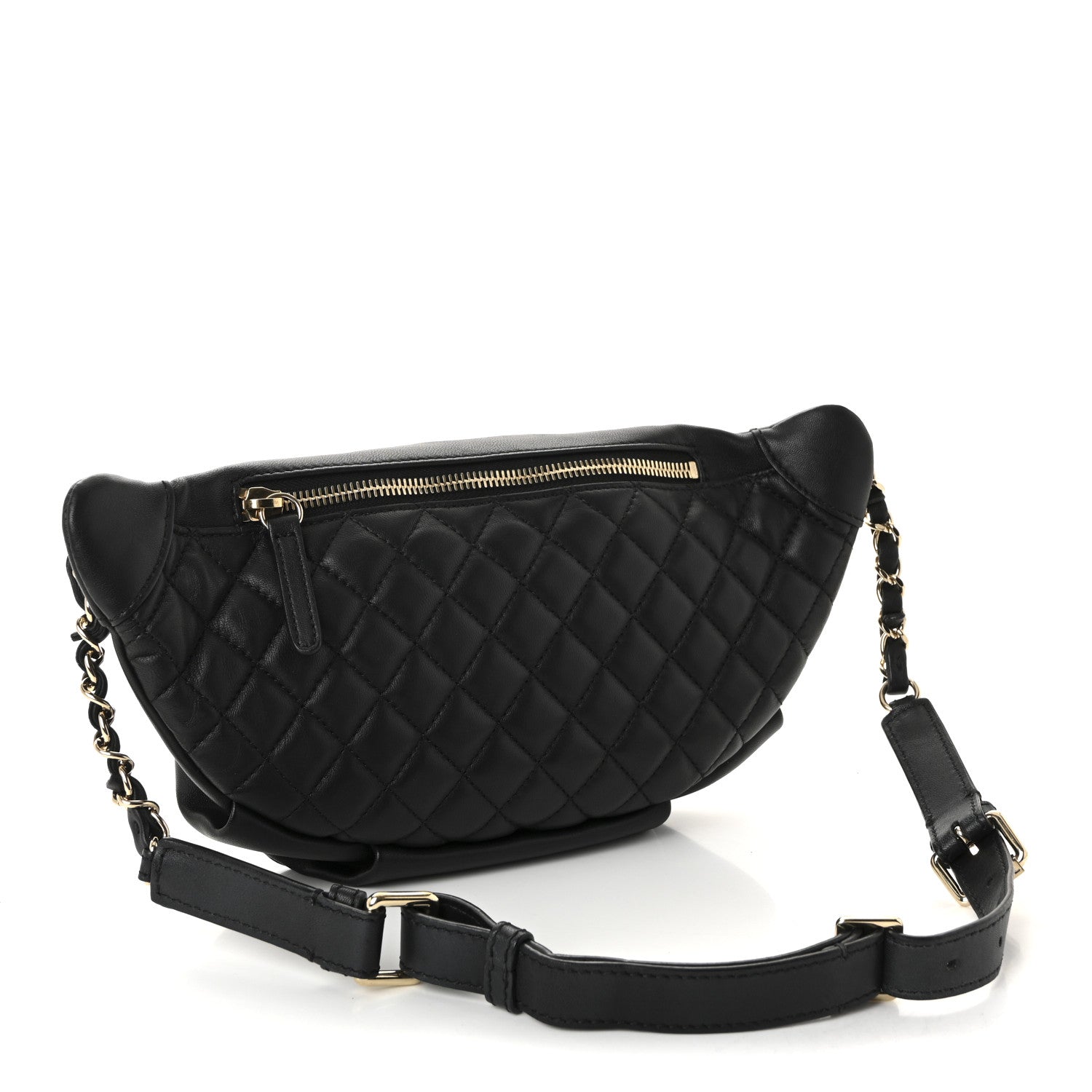 Chanel Lambskin Quilted Waist Bag Fanny Pack Black 3 of 10