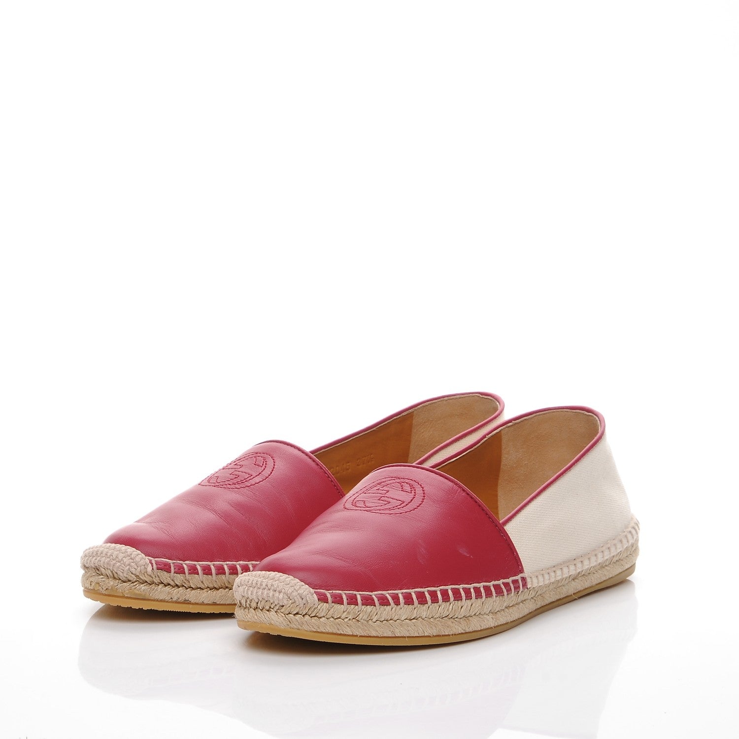 Gucci Calfskin Canvas Espadrilles 37.5 Greggio Petunia 3 of 8