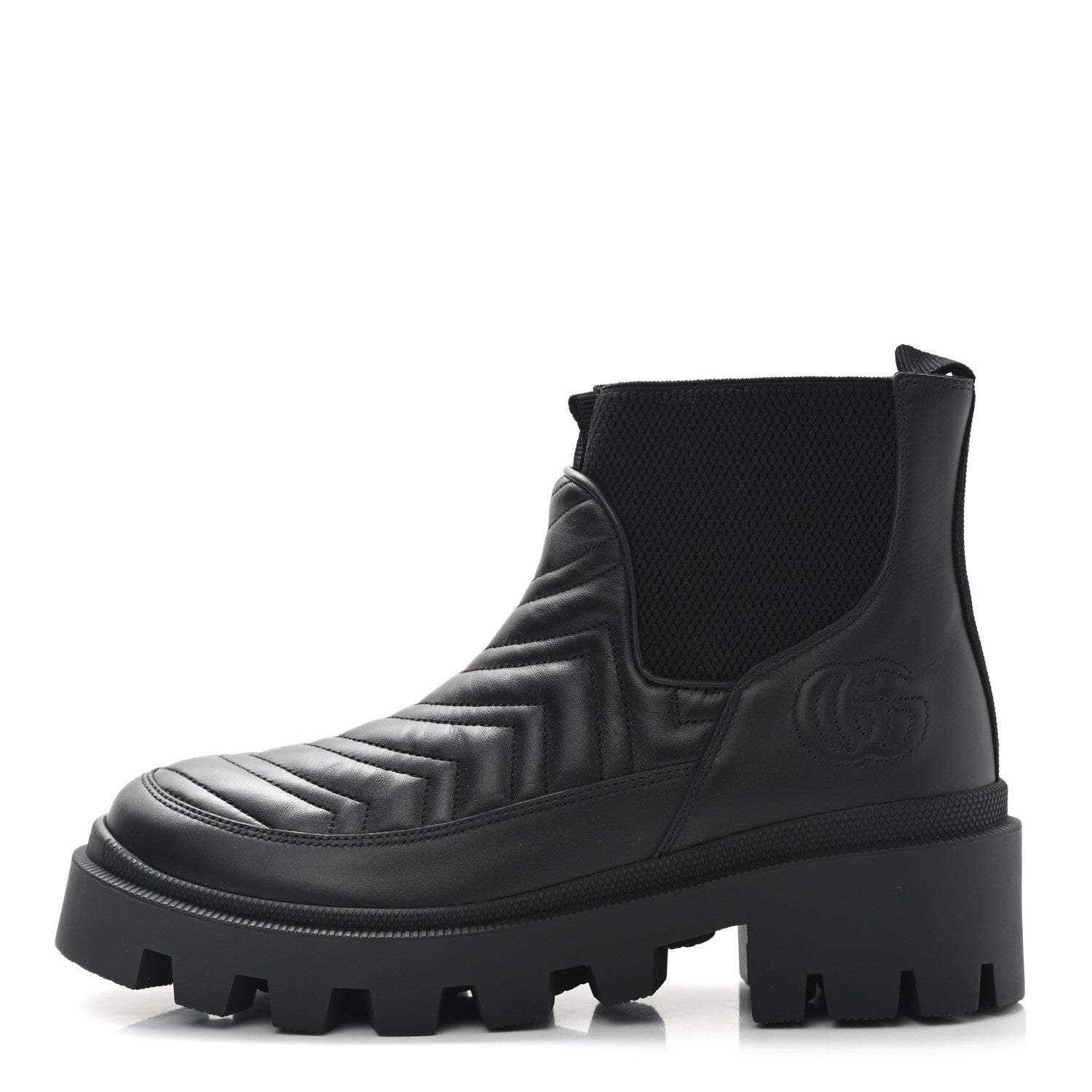Gucci Calfskin Nappa Matelasse Frances Chelsea Boots 39 Black 1 of 8