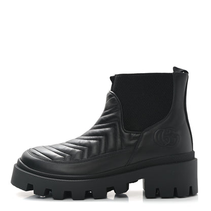 Gucci Calfskin Nappa Matelasse Frances Chelsea Boots 39 Black 1 of 8