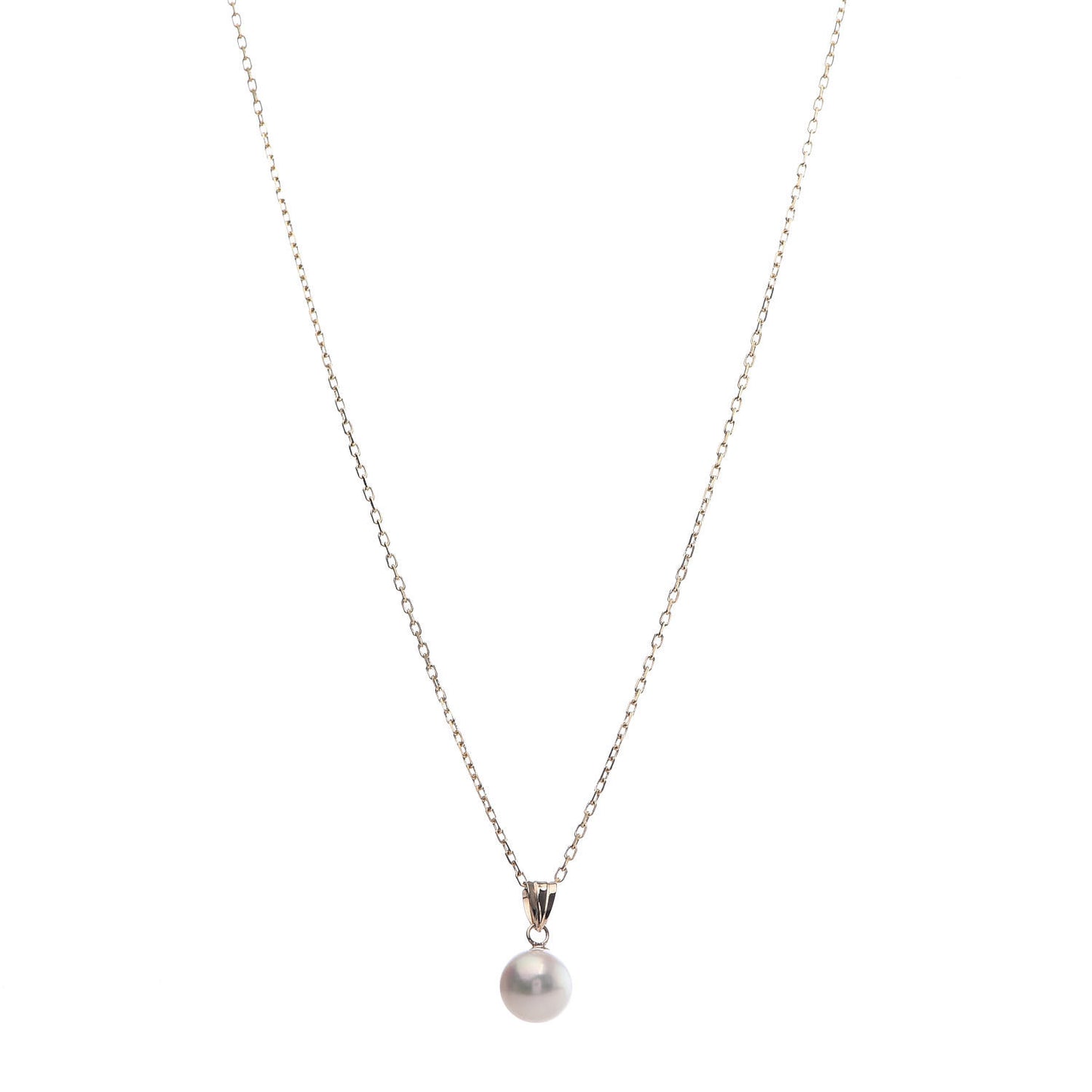 18K Yellow Gold Akoya Pearl 7.5mm Pendant Necklace