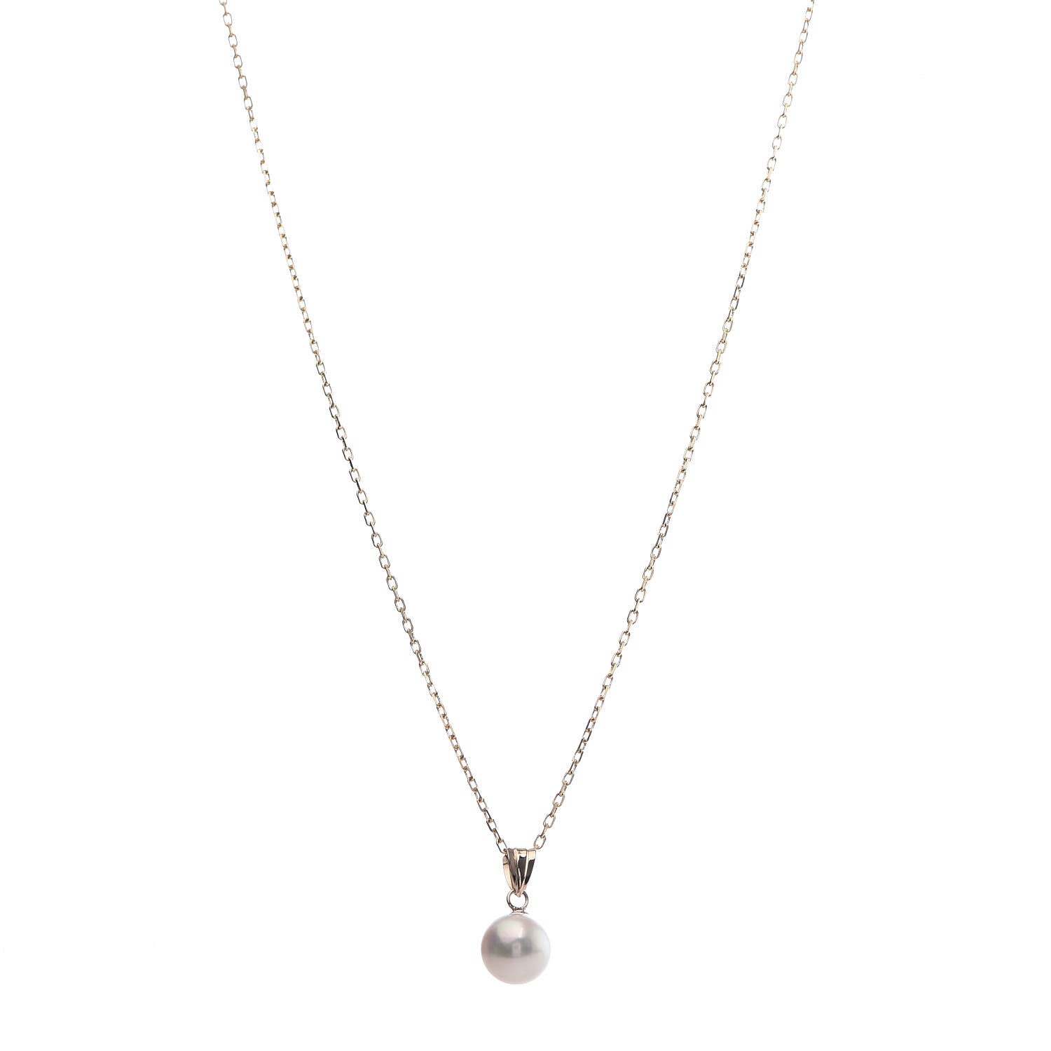 Mikimoto 18K Yellow Gold Akoya Pearl 7.5mm Pendant Necklace 1 of 6