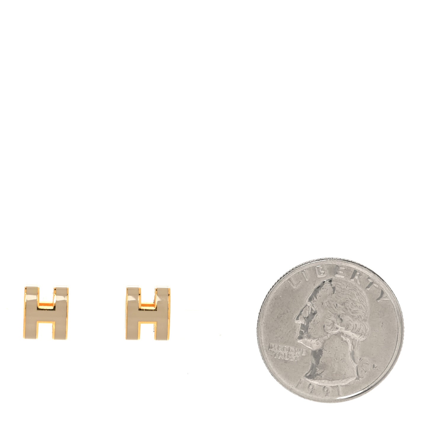 Gold Lacquered Mini Pop H Earrings Marron Glace