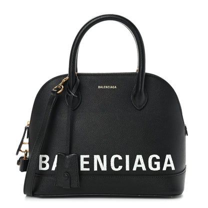 Balenciaga Signature Grained Calfskin Logo S Ville Top Handle Bag Black 1 of 8